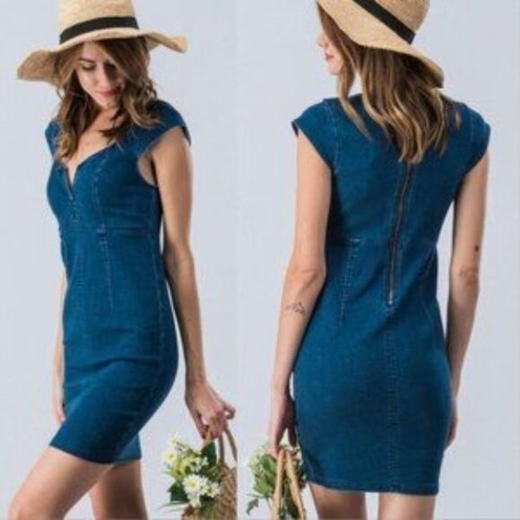 Deep Blue Denim Dress - Picture 1 of 3